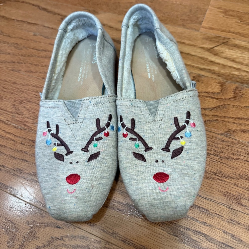 TOMS Women's Size 7‎ Reindeer Flats Shoes Lights Christmas Loafers